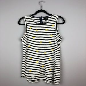 3/$20-Anthropologie W5 Lemon Print Striped Tank, S